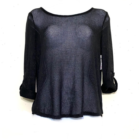 NWT No Boundaries high/low shirt. BLACK roll cuff sleeve Size S (3-5) lace back - Picture 4 of 10